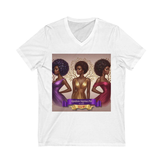 Empowered Sisterhood V-Neck Tee | Celebration Shirt, Fashion Tee, Unique Gift, Empowerment Wear, Black Girl Magic