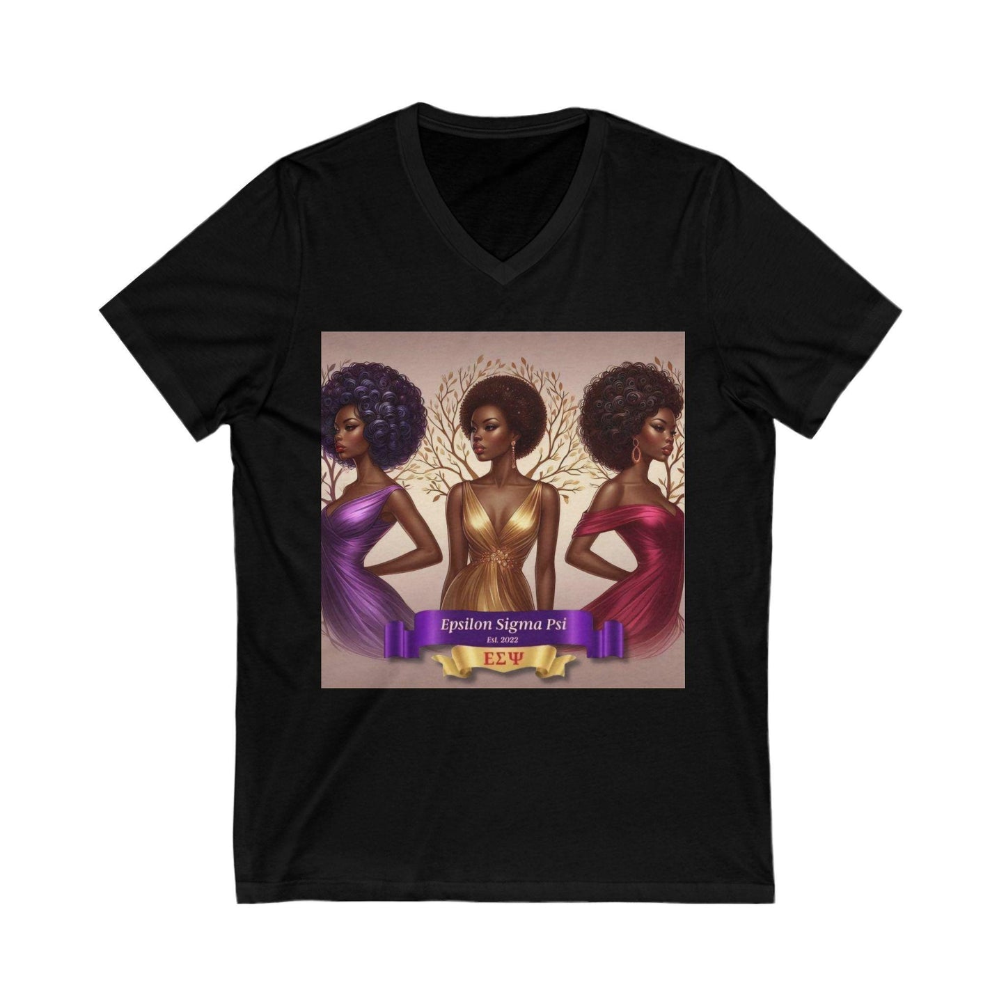 Empowered Sisterhood V-Neck Tee | Celebration Shirt, Fashion Tee, Unique Gift, Empowerment Wear, Black Girl Magic